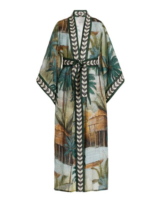 Johanna Ortiz Green Caribe Bambala Linen Kimono