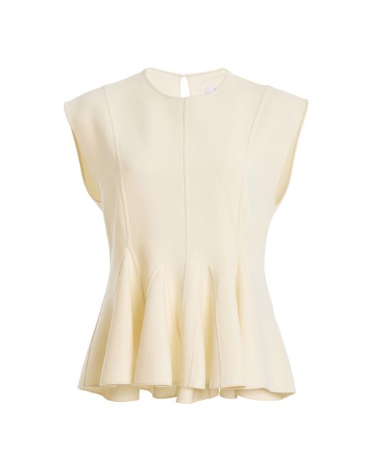Another Tomorrow White Double Face Stretch-Wool Top