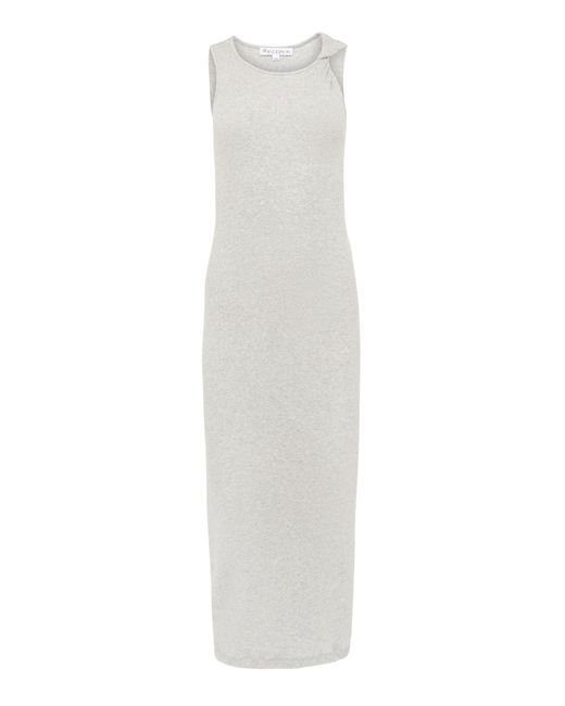 J.W. Anderson White Twisted Knit Organic Cotton Midi Dress