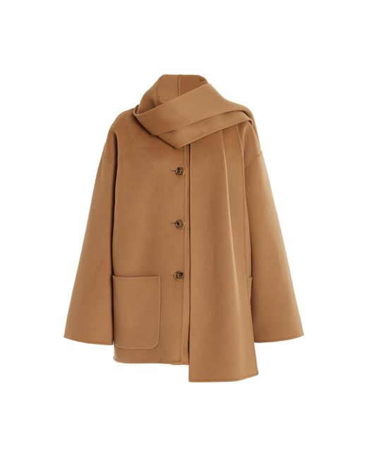 Totême  Brown Double-scarf Wool Jacket