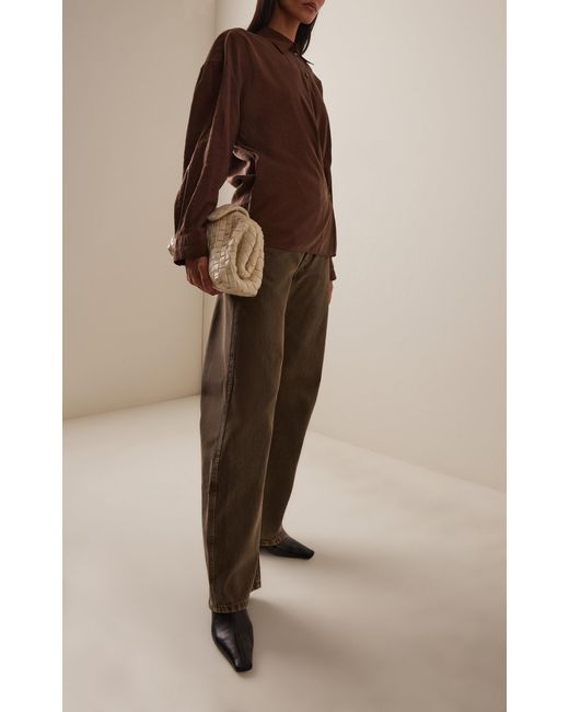 Lemaire Brown High-Rise Cotton Curved Pants