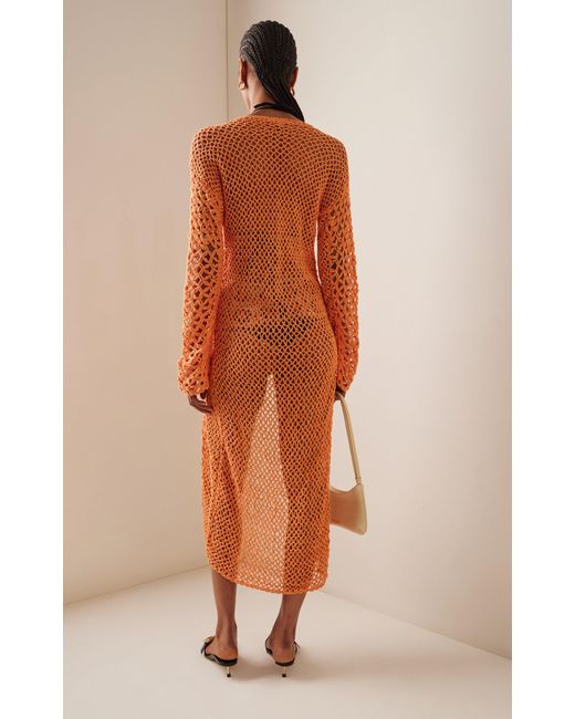 Akoia Swim Orange Exclusive Crocheted Cotton Kaftan