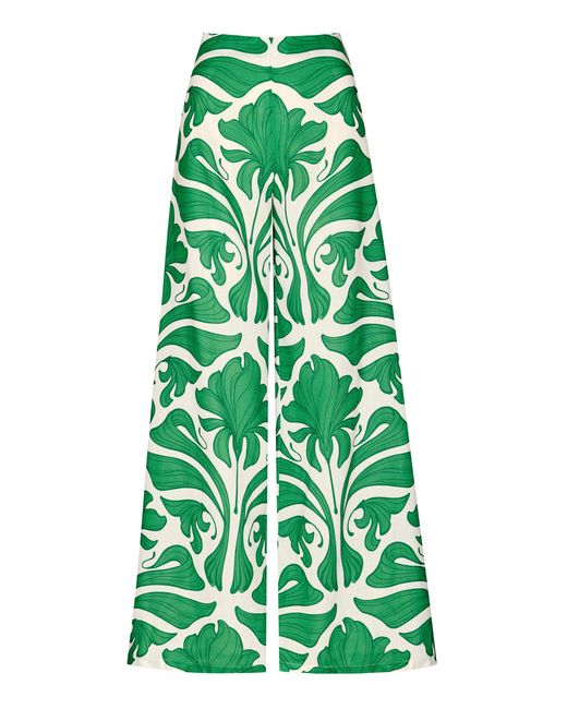 ANDRES OTALORA Green Agua Clara High-rise Linen Wide-leg Pants