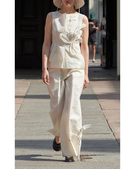 Mark Kenly Domino Tan Tami Atelier Silk-Wool Twill Top in