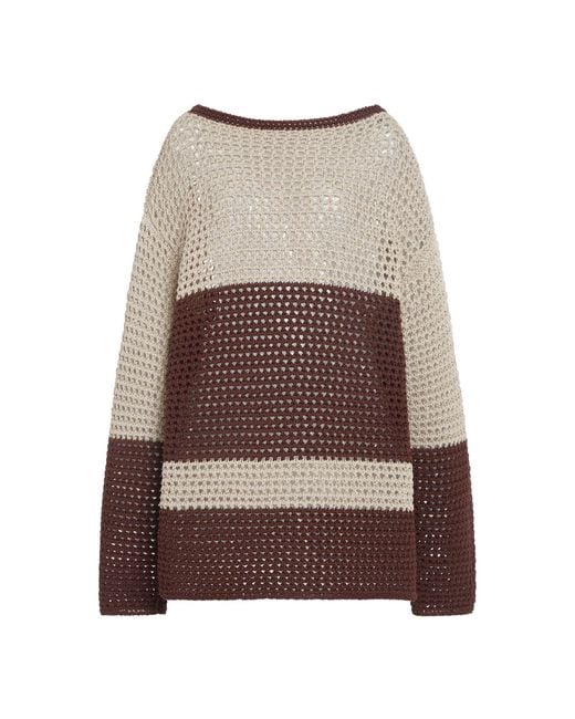 Tod's Brown Oversized Crocheted Sweater