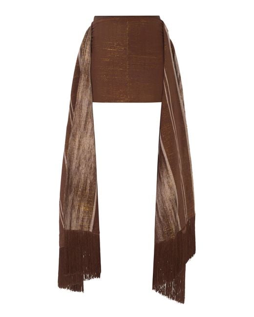 Kilentar Brown Ogo Hand-Woven Cotton Mini Skirt