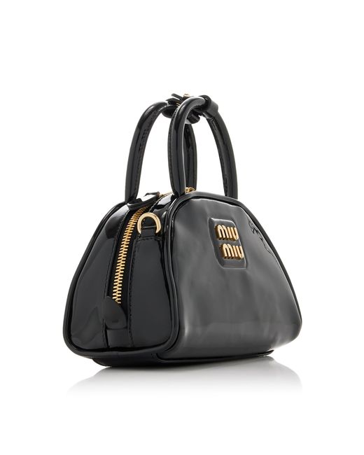 Miu Miu Black Small Patent Leather Top Handle Bag