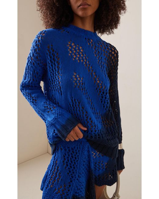 The Attico Blue Crocheted Cotton Sweater