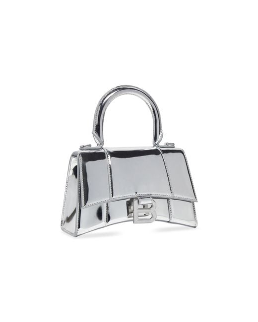 Balenciaga Metallic Hourglass Xs Mirrored Top Handle Bag