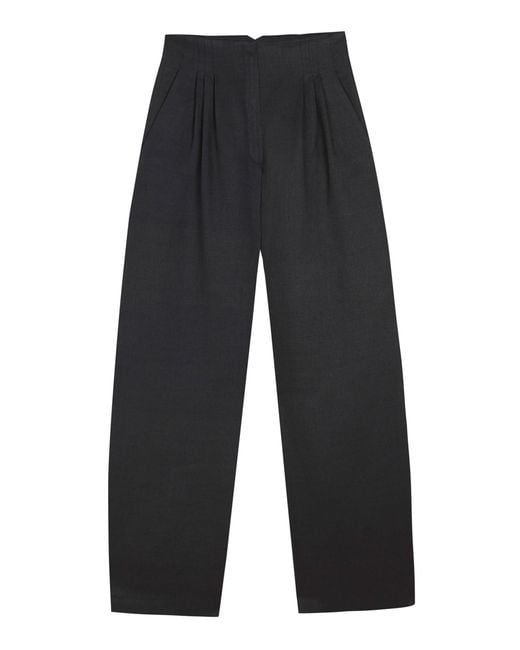 Cortana Gray Kyo Linen-Wool Straight Leg Pants