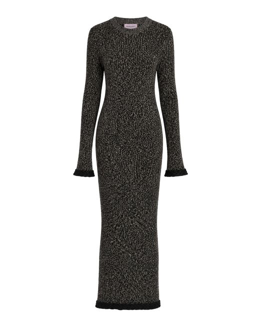 MACCAPANI Black Sara Cotton-Blend Midi Dress