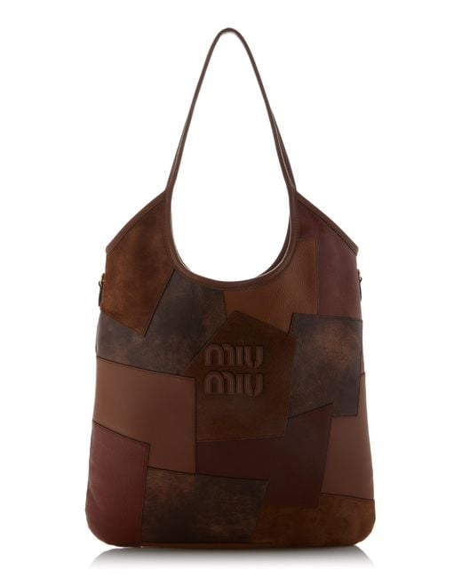 Miu Miu Brown Ivy Patchwork Leather Tote Bag