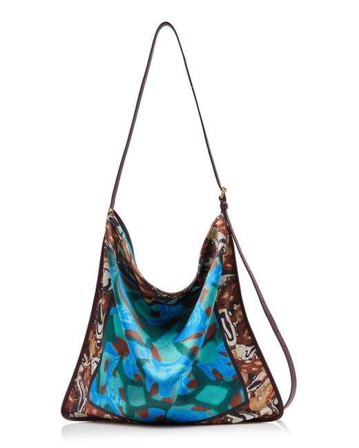 Dries Van Noten Blue Scarf-Detailed Satin Shoulder Bag