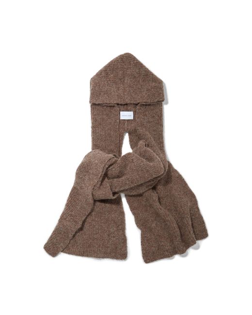 Janessa Leone Brown Benji Hooded Knit Scarf