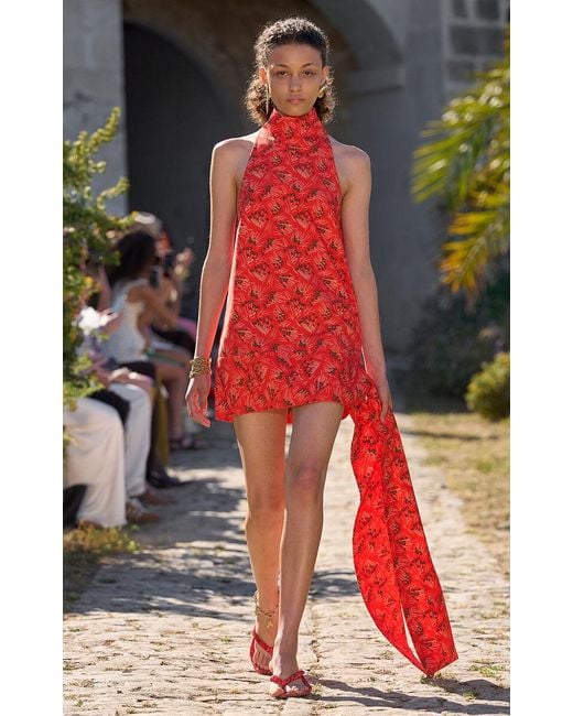 ALÉMAIS Red Bonetta Printed Cotton Mini Dress
