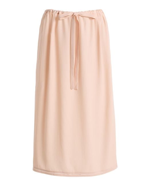 Totême Pink Fluid Silk Midi Drawstring Skirt