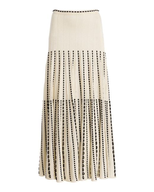 Ulla Johnson Natural Lilah Patterned Knit Midi Skirt