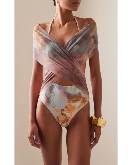 ANDREA IYAMAH Multicolor Ando Wrapped Mesh One-piece Swimsuit