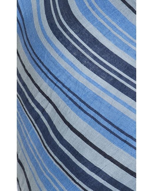 Lisa Marie Fernandez Blue Farrah Cropped Linen-blend Halter Top