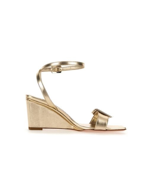 Roger Vivier Metallic Belle Vivier Leather Wedge Sandals