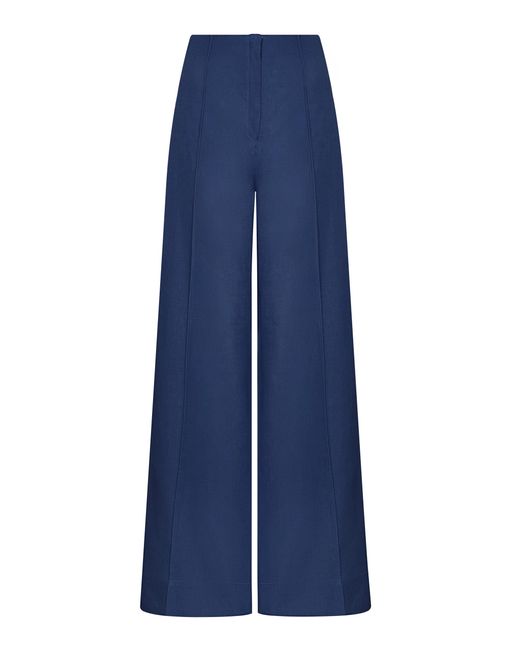 ANDRES OTALORA Blue La Vida Es Pintucked Linen Wide-Leg Pants