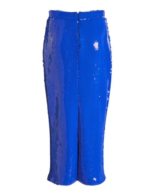 Sergio Hudson Blue Sequined Midi Skirt