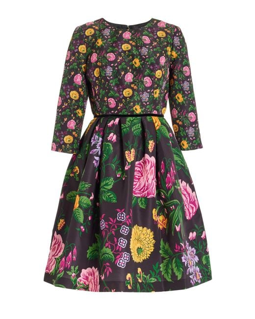 Carolina Herrera Multicolor Floral Half Sleeve Midi Dress