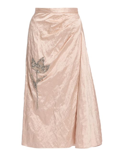 Erdem Natural Embellished Textured Satin Maxi Skirt
