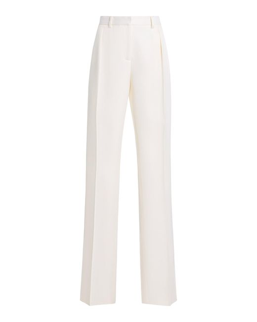 Brandon Maxwell White Irving Wool-Silk Trousers