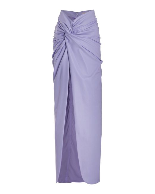 LAPOINTE Purple Stretch Faux-leather Sarong Skirt