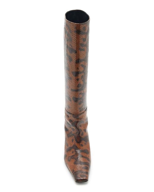 Proenza Schouler Brown Trap Python-Embossed Leather Knee Boots