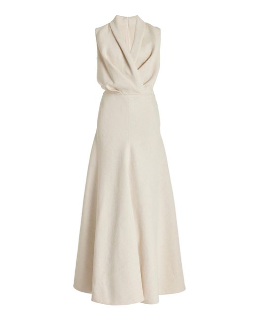 Brandon Maxwell White The Emelie Wrapped Silk Crepe Maxi Dress