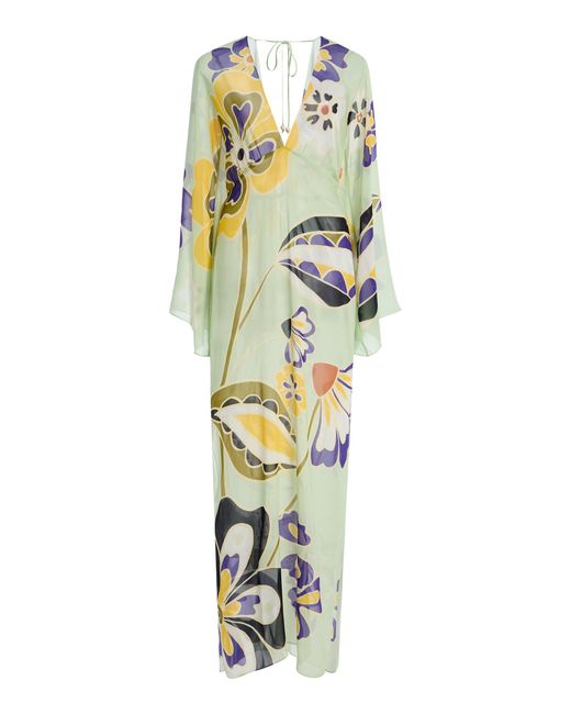 Cala De La Cruz Metallic Exclusive La Isla Aysha Georgette Maxi Kaftan