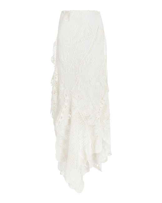 The Row White Camile Crochet Cotton-silk Maxi Skirt