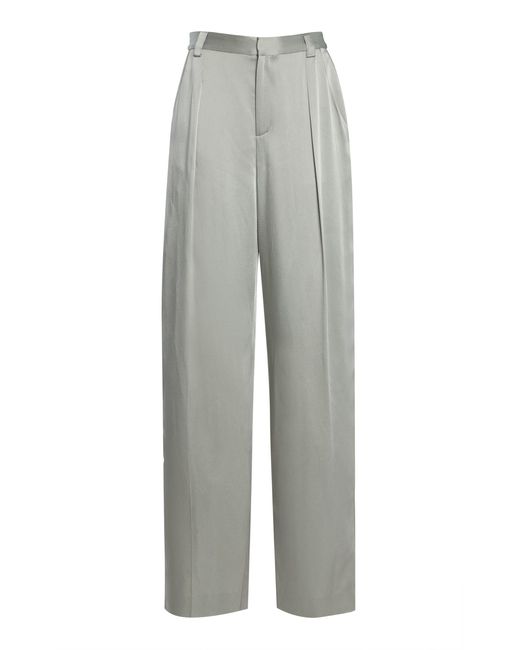 LAPOINTE Gray Pleated Satin Relaxed Pants