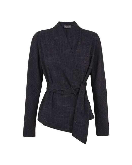 Cortana Black Tiempo Wool-Silk Jacket