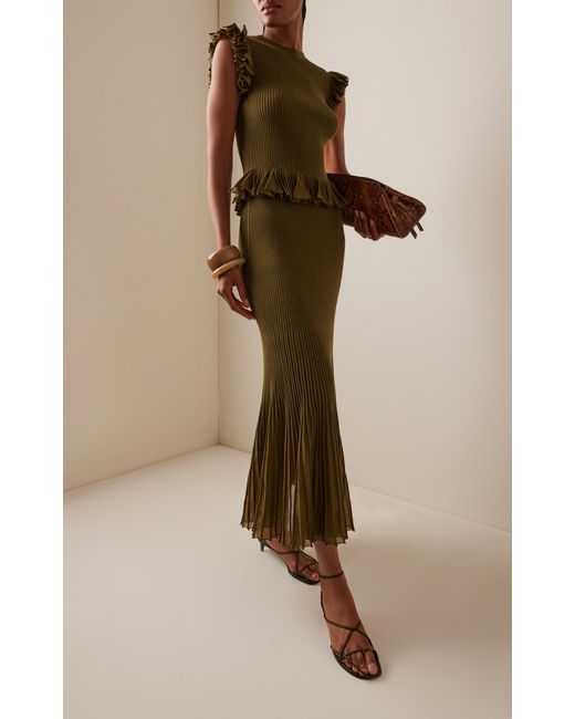 Ulla Johnson Green Leila Textured Knit Top