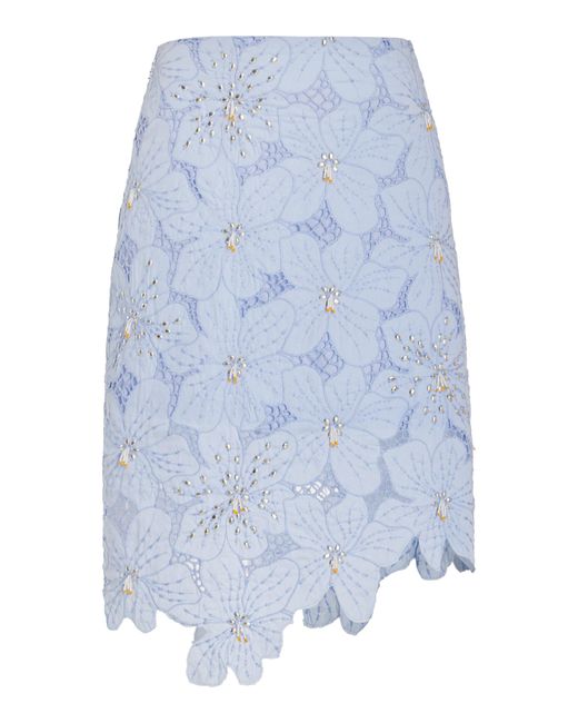 Wales Bonner Blue Constellation Embellished Floral Lace Midi Skirt
