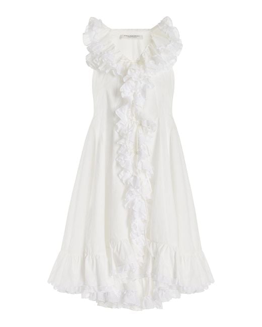 Philosophy Di Lorenzo Serafini White Ruffled Cotton Mini Dress