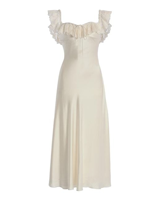 Mirror Palais White Sonata Silk-Charmeuse Lady-Length Dress