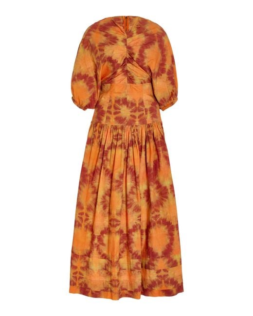 Ulla Johnson Orange Patrizia Tie-dyed Cottonmaxi Dress