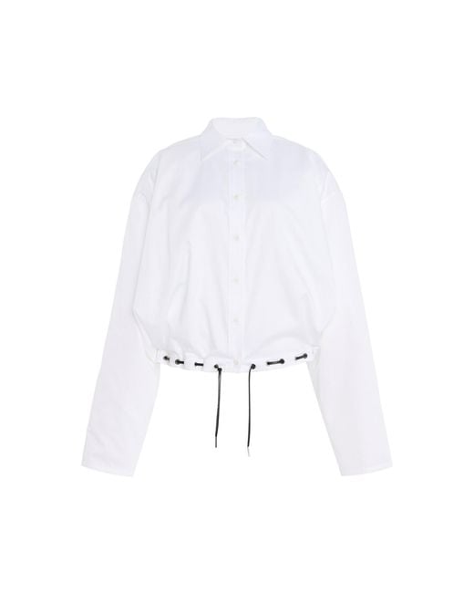 Brandon Maxwell White The Leland Eyelet Satin-Poplin Shirt