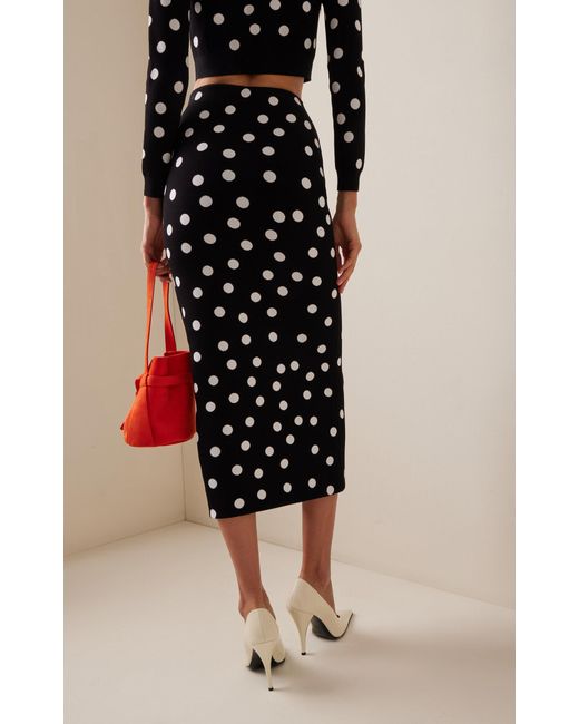 Carolina Herrera Black Polka-dot Midi Skirt