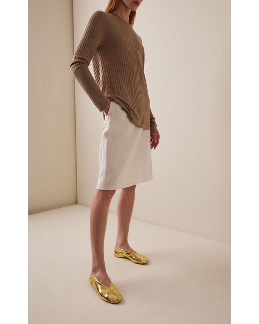 The Row Metallic Stella Laminated Leather Ballet Flats