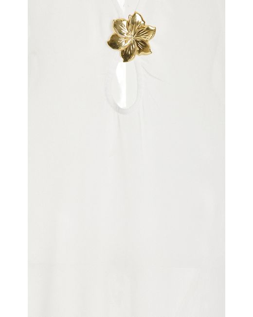 Cin Cin White Hotline Brooch-detailed Sheer Maxi Dress