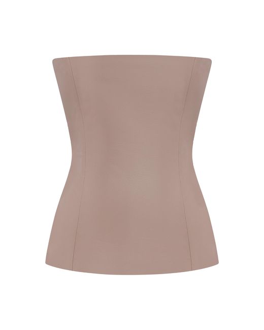 Alex Perry Brown Strapless Longline Leather Corset Top