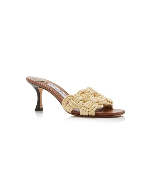 Jimmy Choo Metallic Chara Raffia Mules