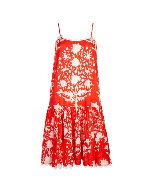 Juliet Dunn Red Palladio Print Strappy Dress