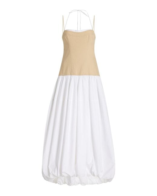 Jonathan Simkhai White Pfeiffer Cotton And Linen-Blend Midi Dress