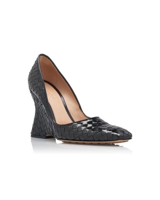 Bottega Veneta Black Squared Toe Leather Pumps